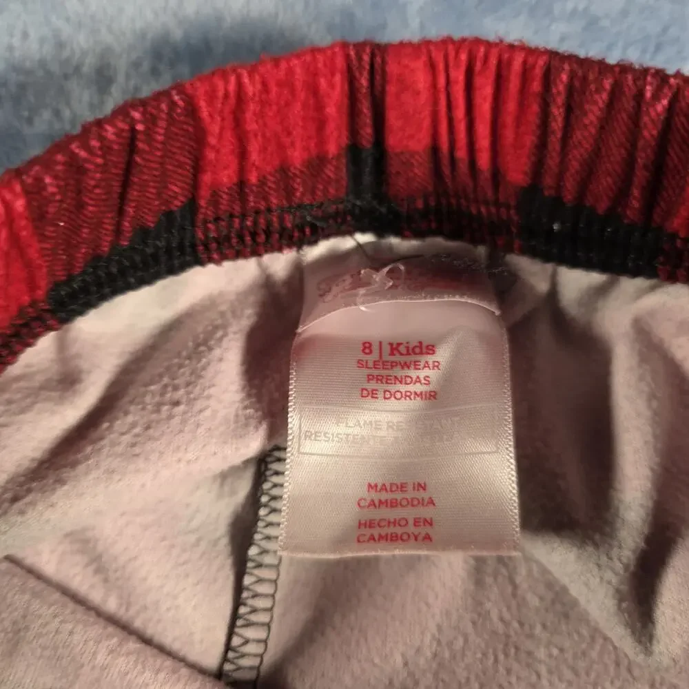 Kids Size 8 Wondershop Red Black Buffalo Plaid Fleece Pajama Pants Lot of 2